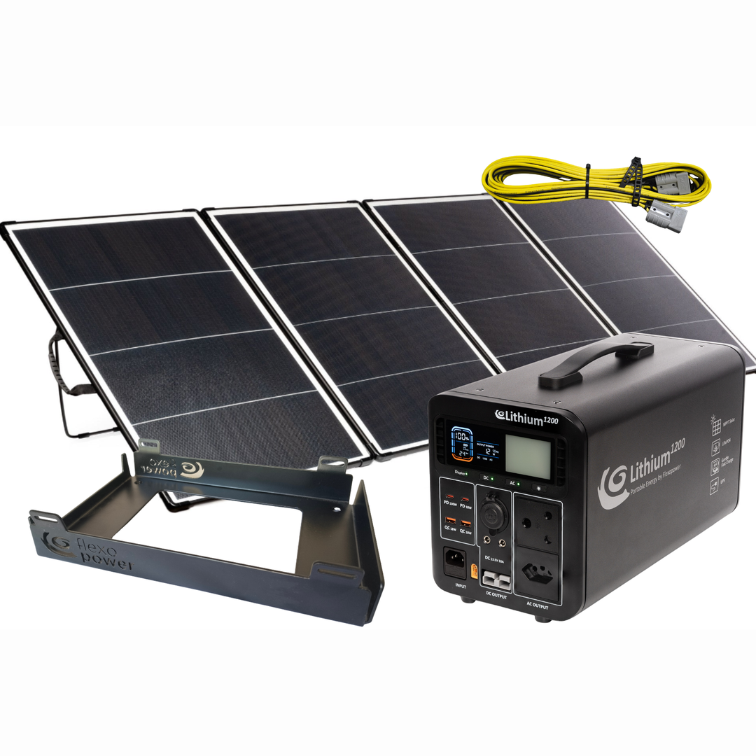 Lithium1200 + Kalahari400W + 15m FlexoLink 6mm² + Bracket | Overland System