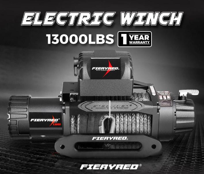 Fieryred 12V 13000LBS(5896KG) Electric Winch Synthetic Rope - Image 2