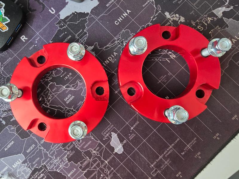 Toyota Vigo, Revo 2016 - 2025 Prado 120 and FJ Aluminum Front Strut Spacer 20mm -set of 2 RED - Badger - Image 2