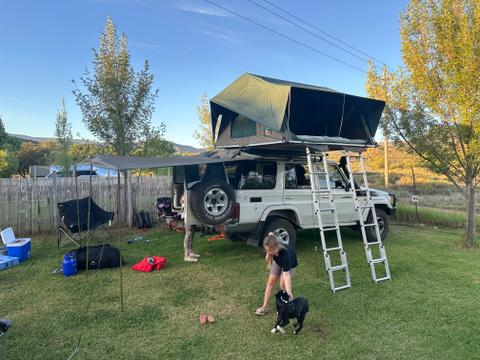 Tentco 2m 4 person rooftop tent with Bundu canopy